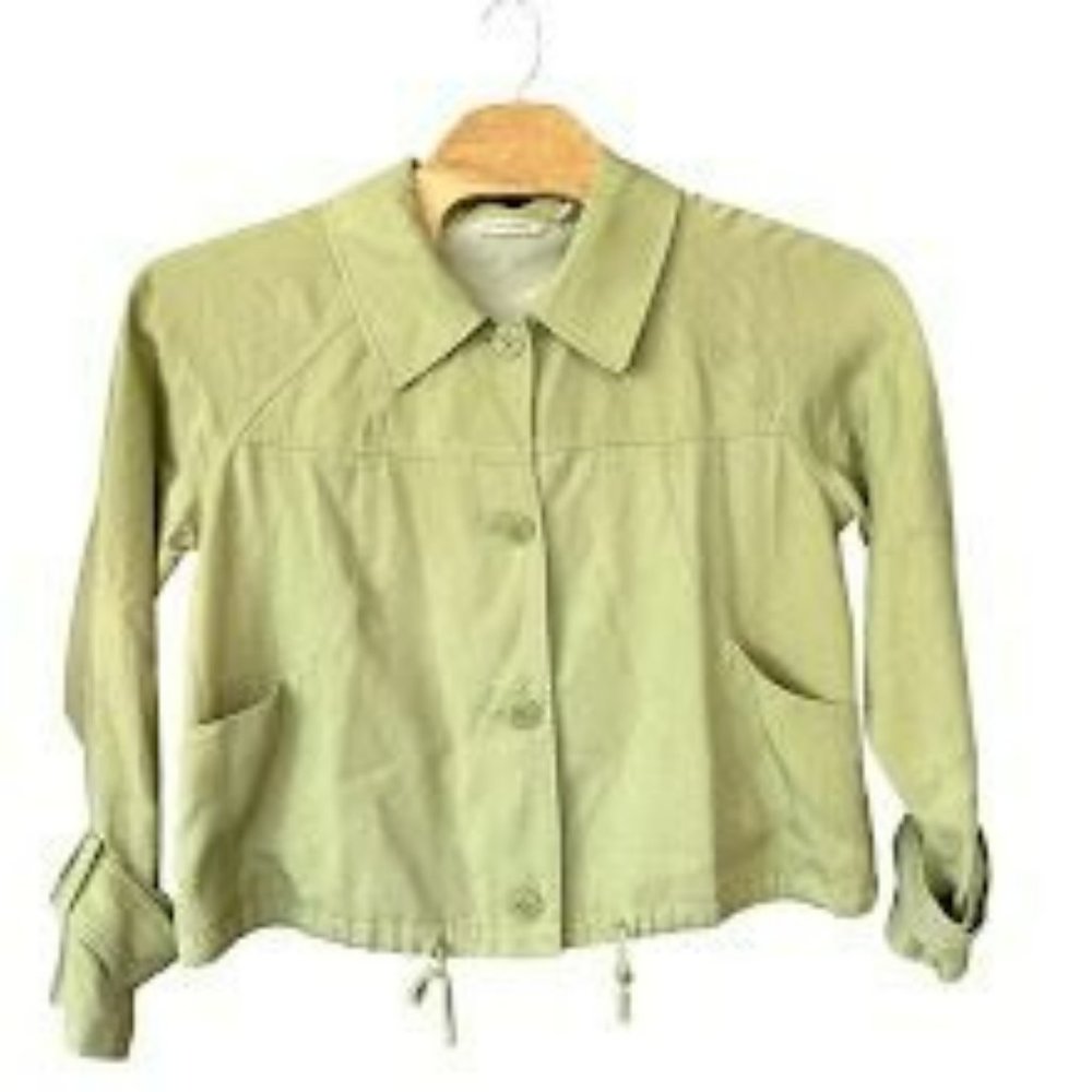 Soft Surroundings Sage‎ Green Tie Hem Tencel Jacket Womens L